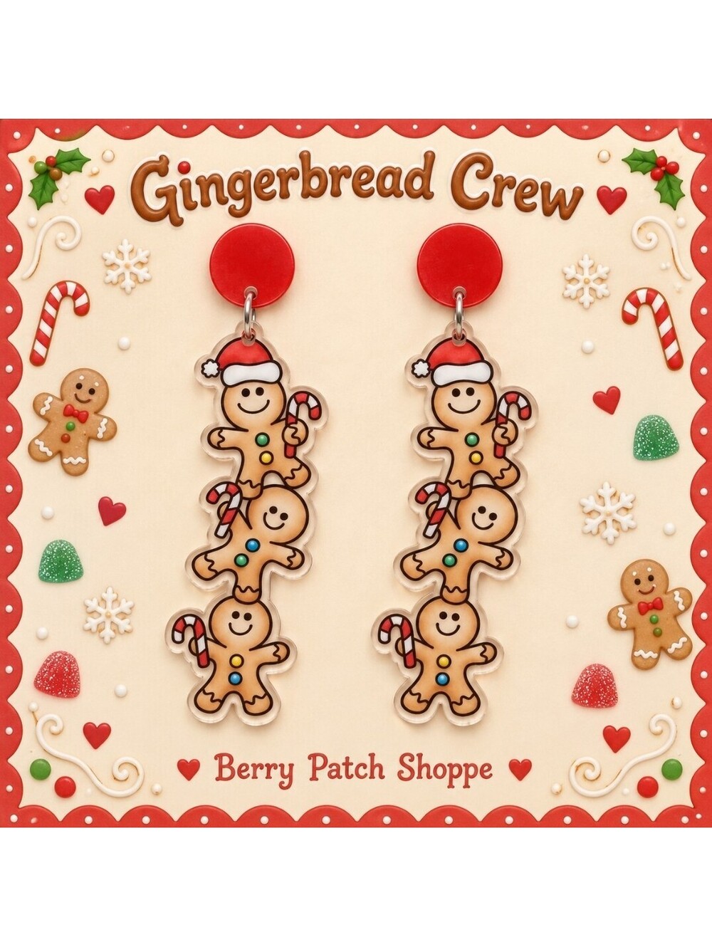 Christmas Gingerbread Men Earrings
